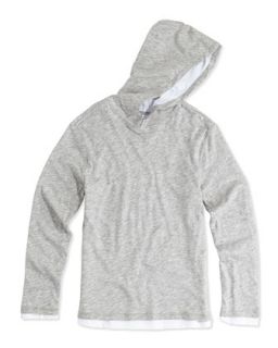 Double Layer Hoodie, Gray, S XL   Vince