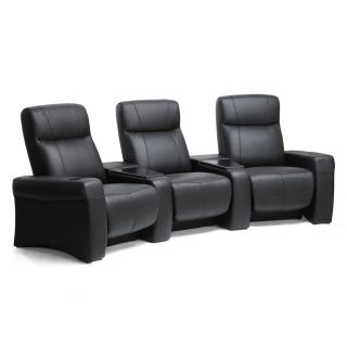 Spotlight Black Leather Home Theater 3 seater Recliners