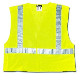 MCR Safety CL2MLXL Class 2 Polyester Mesh Tear Away Safety Vest with 3M Scotchlite 2 Inch Silver Stripe, Fluorescent Lime, X Large    