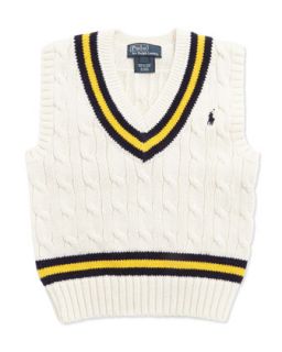 Cricket Cable Knit Vest, Cream, Boys 4 7   Ralph Lauren Childrenswear