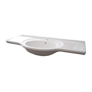 Moda Collection Fireclay White Fire Clay Wall Mount Round Bathroom Sink with Overflow (Drain Included)