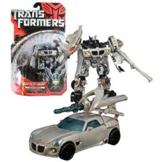 Hasbro Year 2007 Transformers Movie Series 1 Deluxe Class 6 Inch Tall Robot Action Figure   Autobot FINAL BATTLE JAZZ with Spoiler that Becomes Shield and Crescent Cannon that Blasts a Missile (Vehicle Mode Pontiac Solstice) Toys & Games