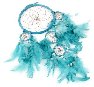 Native American Handcrafted Dreamcatcher Hanging Accessory Teal blue Color Ring Diameter Approximately  6.5inches. Length 18 Inches. Jewelry
