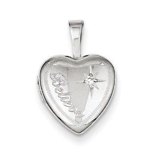 Sterling Silver & Diamond Believe 12mm Heart Locket Jewelry