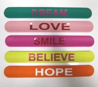 12 pc pack Slap on Bracelet 100% Silicone (Dream Smile Believe Love Hope) 