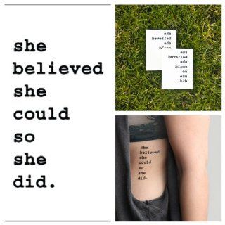 Temporary Tattoo Believe Quote (Set of 2) Toys & Games