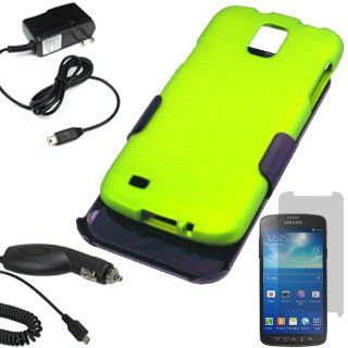 Beyond Hard Cover Combo Case Holster for AT&T Samsung Galaxy S 4 Active i537 + Car + Home Charger Neon Green Cell Phones & Accessories