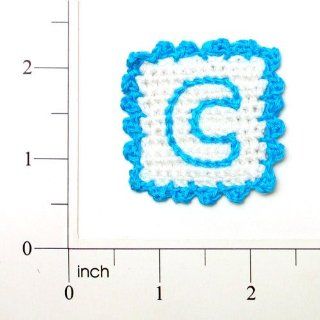 Crochet Baby Block Letter C Applique Blue