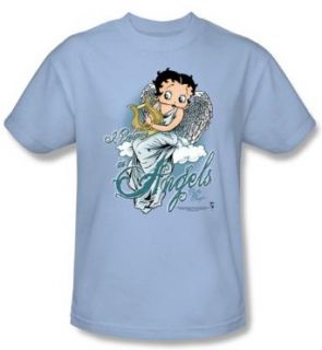 Betty Boop T shirt I Believe In Angels Adult Light Blue Tee Clothing