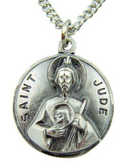 Silver Tone 7/8 Inch Round St Saint Jude Patron Lost Causes Desperate Medal Jewelry