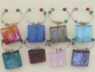 Home Essentials & Beyond Decorative Glass Wine Charms Set of Eight Kitchen & Dining