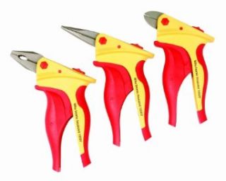 Wiha 32859 Insulated Inomic 3 Piece Set with Combination and Long Nose Pliers and Diagonal Cutters, 3 Holsters   Hand Tool Sets  