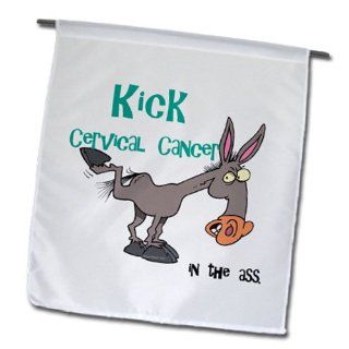 3dRose fl_115588_1 Kick Cervical Cancer in The Ass Awareness Ribbon Cause Design Garden Flag, 12 by 18 Inch  Outdoor Flags  Patio, Lawn & Garden