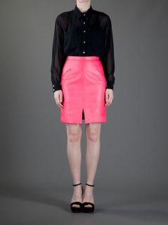 Stephen Sprouse Vintage Day Glo Leather Pencil Skirt   House Of Liza