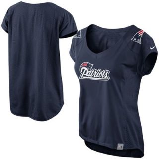 Nike New England Patriots Womens Fashion Jersey V Neck Top   Navy Blue