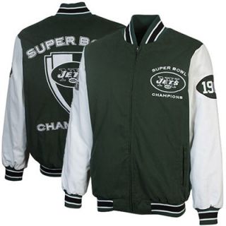 New York Jets Hall of Fame Commemorative Canvas Full Zip Jacket   Green/White