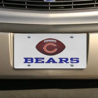 Chicago Bears Mirrored License Plate with Domed Football
