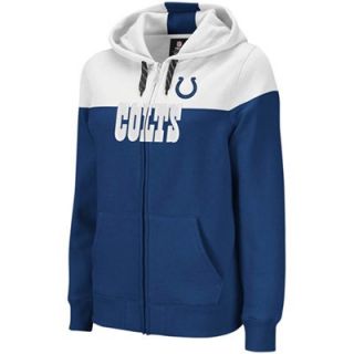 Reebok Indianapolis Colts Ladies Royal Blue White Football Full Zip Hoodie Sweatshirt