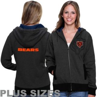 Pro Line Chicago Bears Ladies Plus Sizes Tundra Forager Full Zip Hoodie   Charcoal