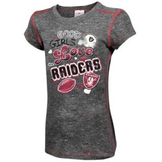 Oakland Raiders Youth Girls Good Girls Love Tri Blend T Shirt   Ash