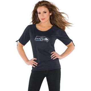 Touch By Alyssa Milano Seattle Seahawks Split Shoulder Slim Fit T Shirt  College Navy