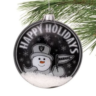 Oakland Raiders Glass Disc Snowman Ornament