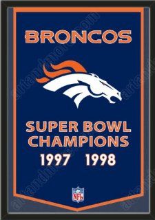 Dynasty Banner Of Denver Broncos Framed Awesome & Beautiful Must For A Championship Team Fan Most NFL Team Dynasty Banners Available Plz Go Through Description & Mention In Gift Message If Need A different Team   Sports Fan Wall Banners