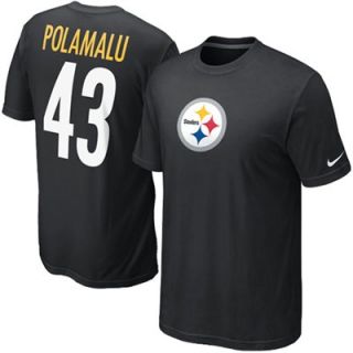Nike Troy Polamalu Pittsburgh Steelers #43 Name & Number T Shirt   Black
