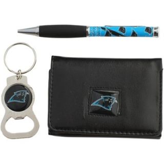 Carolina Panthers Tri Fold Wallet with Pen and Keychain Gift Set
