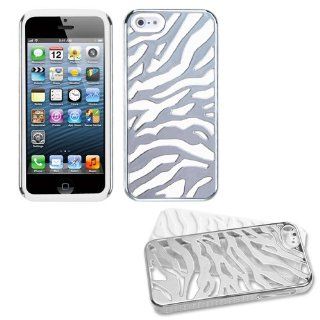 Apple iPhone 5 Hard Plastic Snap on Cover Silver Plating Zebra Skin/Solid White Fusion AT&T, Cricket, Sprint, Verizon Plus A Free LCD Screen Protector (does NOT fit Apple iPhone or iPhone 3G/3GS or iPhone 4/4S) Cell Phones & Accessories