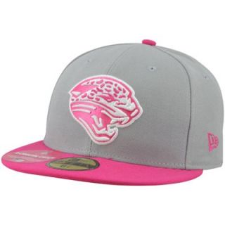 New Era Jacksonville Jaguars Breast Cancer Awareness On Field Player 59FIFTY Fitted Hat   Gray/Pink