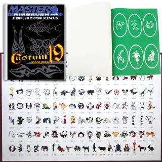 Master Airbrush Brand Airbrush Tattoo Stencils Set Book #19 Reuseable Tattoo Template Set, Book Contains 120 Unique Stencil Designs, All Patterns Come on High Quality Vinyl Sheets with a Self Adhesive Backing.