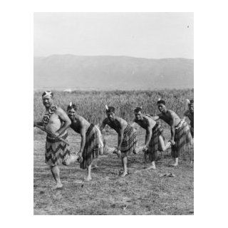 1800s photo Five Maori men posing in traditional clothing doing haka dance (w a6   Photographs