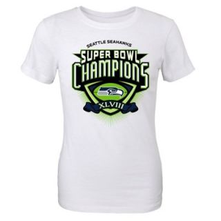 Seattle Seahawks Super Bowl XLVIII Champions Youth Girls Gameball T Shirt   White