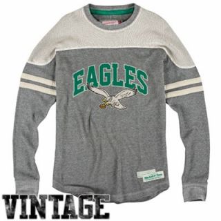 Mitchell & Ness Philadelphia Eagles Rushing Line Long Sleeve Vintage Thermal   Ash