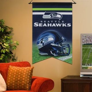 Seattle Seahawks 17 x 26 Premium Quality Banner   College Navy/Neon Green