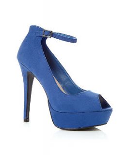 Blue Ankle Strap Peeptoe Heels