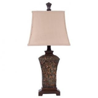Traditional Golden Leaves on Teal Green Table Lamp    