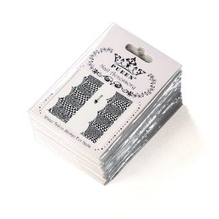 PUEEN Nail Art Water Tattoo Sticker Collection WF2   28 Packs Different Stickers (All Full Nail Designs) Classic Black Patterns Lace Feather Animal Print Nail Wrap Stripes Nails Foils Decal Decorations  Nail Polish And Nail Decoration Products  Beauty