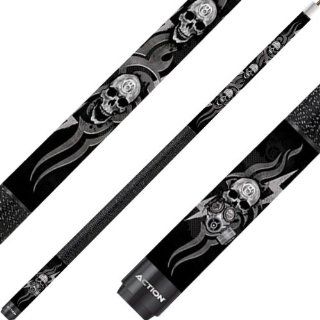 Eight Ball Mafia Cues   Skull with Gas Mask in Flames, Includes Case, 19oz  Pool Cues  Sports & Outdoors