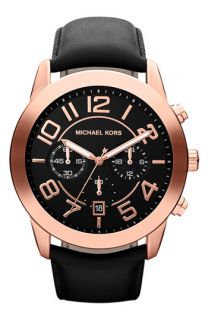 Michael Kors 'Mercer' Large Chronograph Leather Strap Watch, 45mm