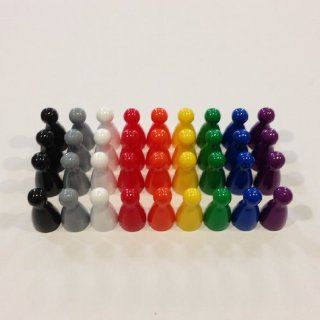 Plastic Pawns Set of 36 Black, Grey, White, Red, Orange, Yellow, Green, Blue, and Purple Color Board Game Playing Pieces (Chess & Sorry Replacement Halma Pawn Markers, Colored School Classroom Supplies, Arts & Crafts Projects, Teaching & Educa