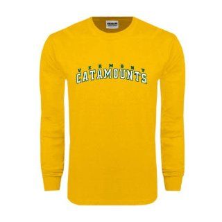 Vermont Gold Long Sleeve T Shirt 'Arched Vermont Catamounts'  Sports Fan T Shirts  Sports & Outdoors