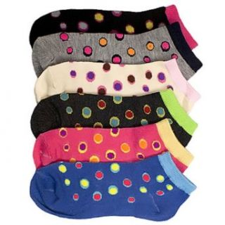 Luxury Divas Two Tone Polka Dot Print Ladies 6 Pack Assorted Ankle Socks