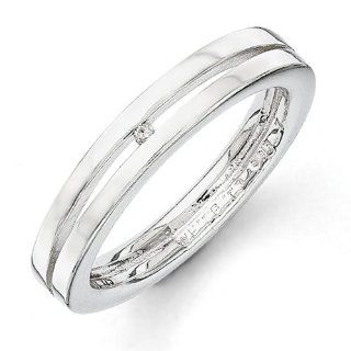 Confirmation/Communion SS White Ice .01ct. Grooved Diamond Ring Jewelry