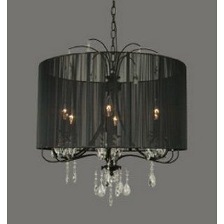 Et112b&c 6 Light Black Frame And Shade W Clear Crystal Ceiling Fixture   Chandeliers  