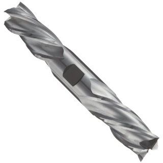 Niagara Cutter 59041 High Speed Steel (HSS) Square Nose End Mill, Double End, Inch, Left Hand, Weldon Shank, Uncoated (Bright) Finish, Roughing and Finishing Cut, Non Center Cutting, 30 Degree Helix, 4 Flutes, 3.063" Overall Length, 0.125" Cuttin