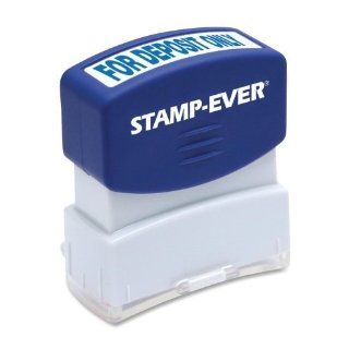 Stamp Ever Pre Inked Message Stamp, For Deposit Only, Stamp Impression Size 9/16 x 1 11/16 Inches, Blue (5955)  Business Stamps 