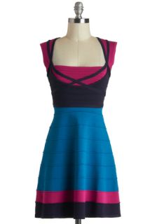 Guac n' Roll Dress in Blue and Pink Plate  Mod Retro Vintage Dresses