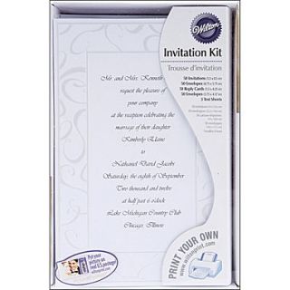 Wilton 9 x 6 x 2.6 Elegant Swirls Wedding Invitation Kit, 50/Pack